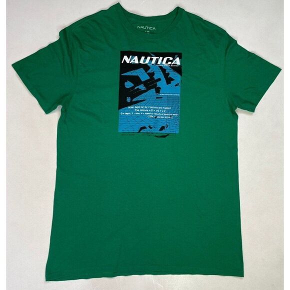 Nautica Graphic T-shirt Men XXL Tall Green Short Sleeve - Picture 1 of 5